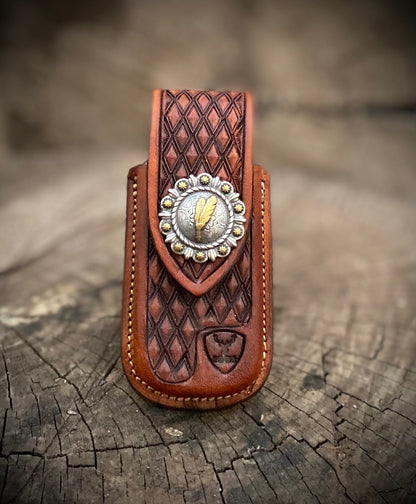 Leatherman wave plus pocket knife sheath,quality handmade leather case