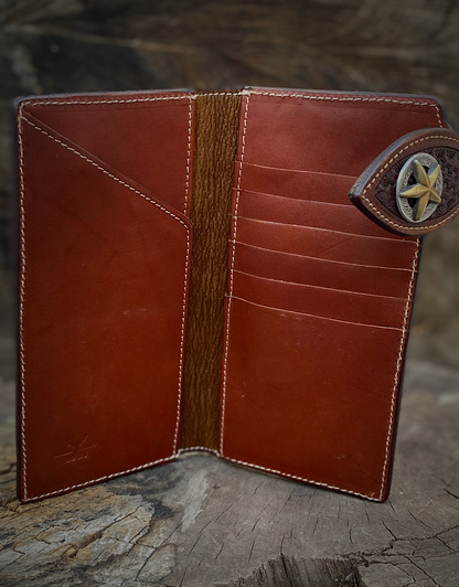 Cartera de cuero hecha a mano  - Estilo rodeo con  clip para billetes